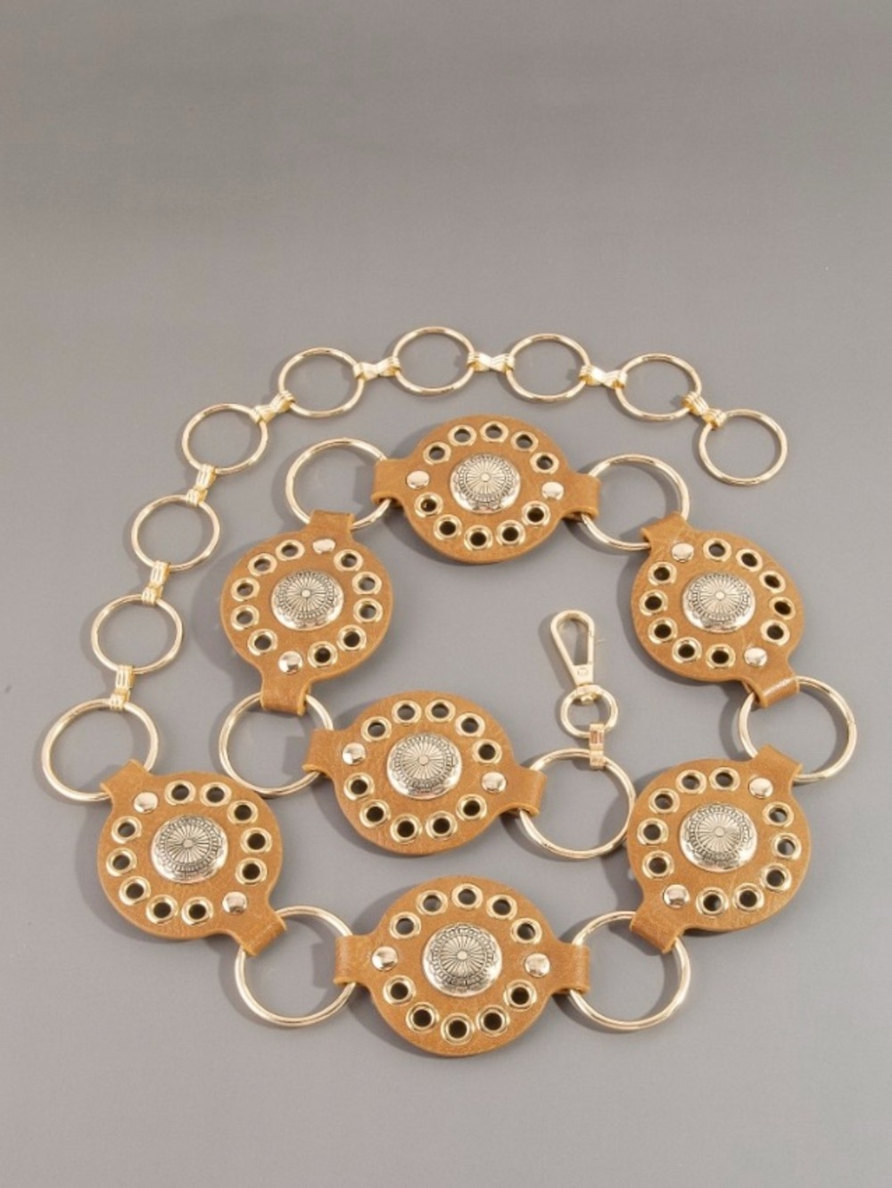 Leather Medallion Chain Belt O/S (fits most) - Picture 3 of 9